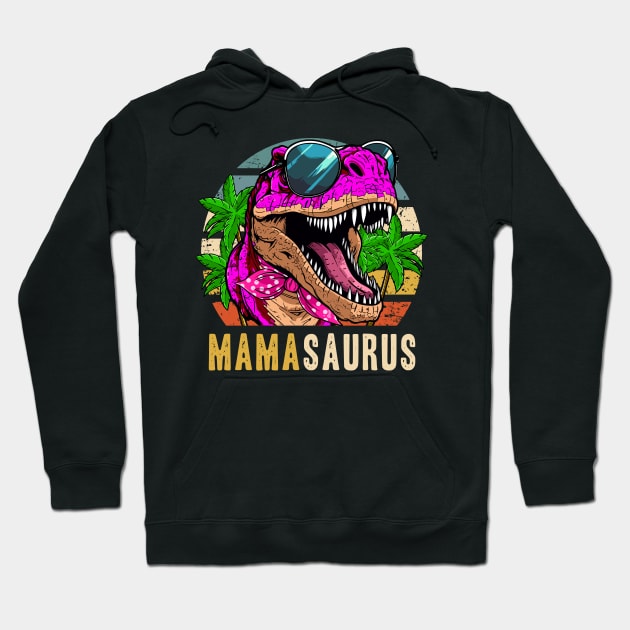 Mama Saurus Women Mother's Day T-Rex Dinosaur-Themed Party Hoodie by Acroxth